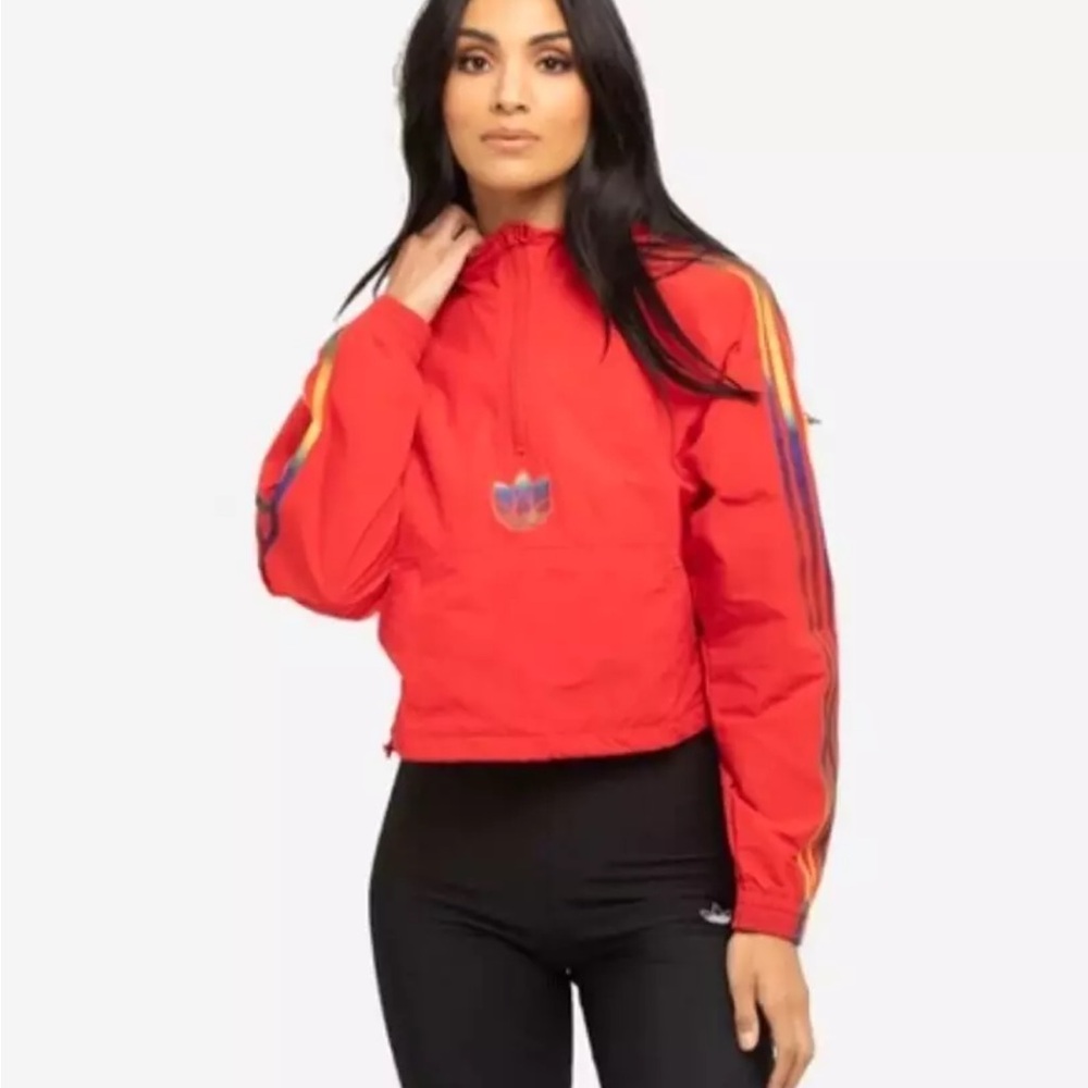 RARE Adidas adjustable cropped hoodie windbreaker jacket